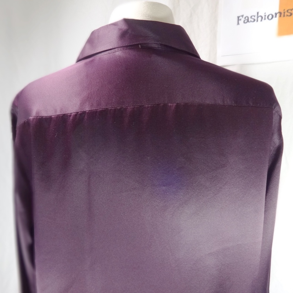 LAUREN RALPH LAUREN Purple Silk Button Shirt 10 - Picture 5 of 8